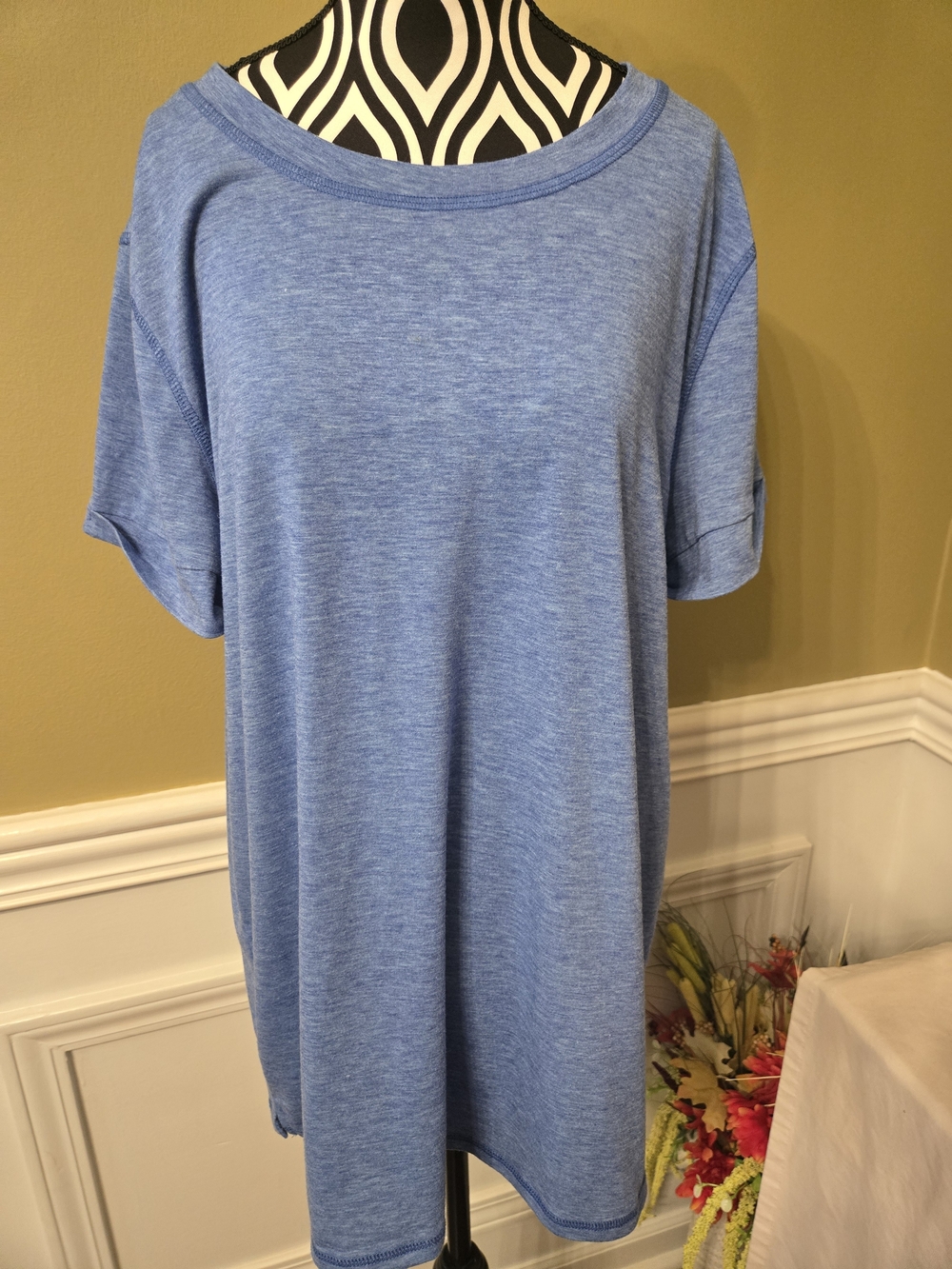 NEW Bestfly Blue Women's Short Sleeve Tunic Top XL